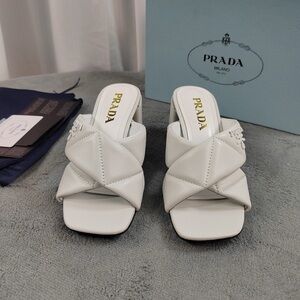 Prada Women's White Leather Heels